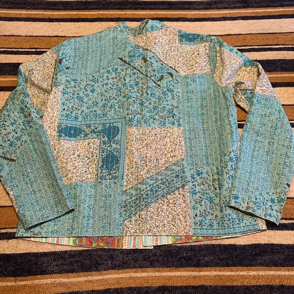 Reversible Jacket Blazer Coat Quilted Mixed Print Boho Artsy Eclectic Statement - Picture 4 of 7